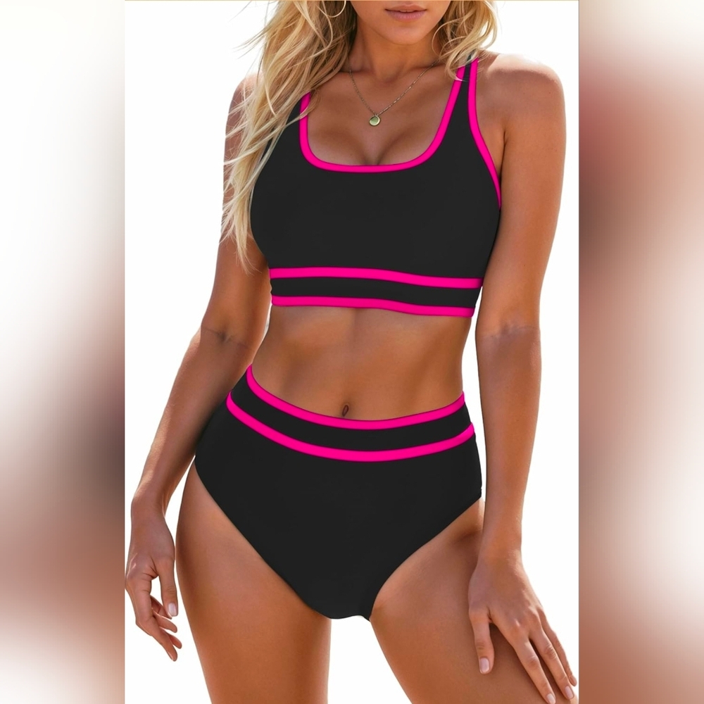 NEW ! Bloomin Jelly - Black and Pink Swim Set